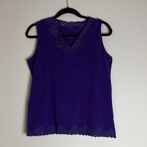 Coldwater Creek Women's Purple Lace Stretch Tank Top Size L